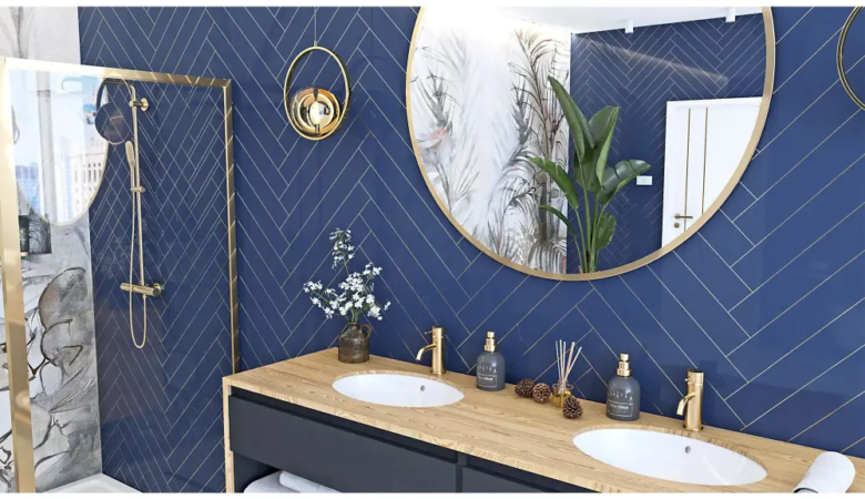 dwie umywalki w nowoczesnej łazience